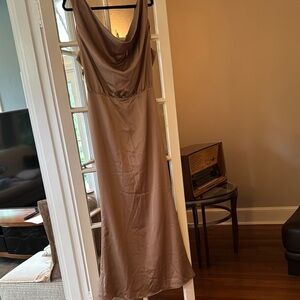 Fame and Partners Elegant Taupe Maxi Dress